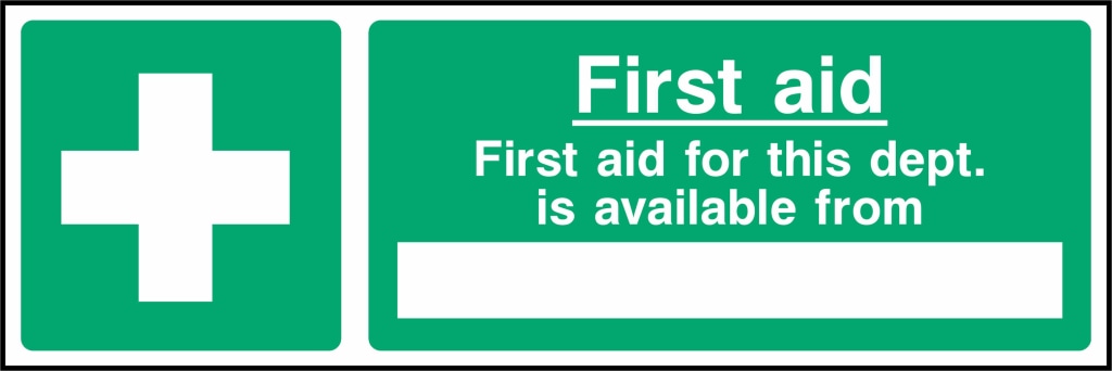First aid for this dept. is available from - Safety Decals Ltd