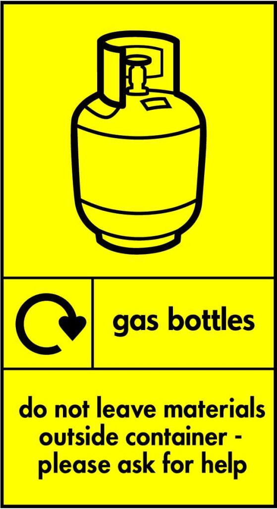 gas bottles do not leave materials outside container - Safety Decals Ltd
