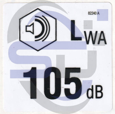 Genie 105 dB Noise Warning decal, P/N 82240 - Safety Decals Ltd