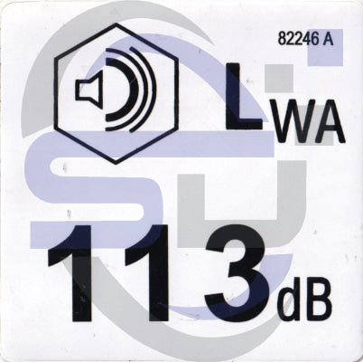 Genie 113 dB Noise Warning decal, P/N 82246 - Safety Decals Ltd