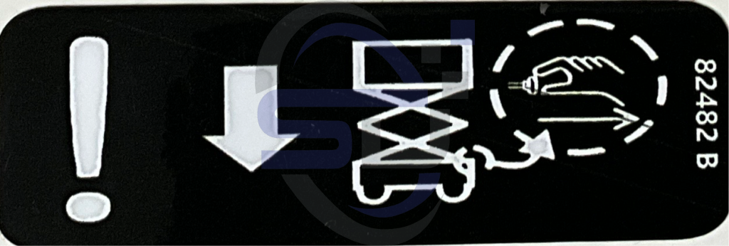 Genie Emergency Lowering decal, P/N 82482 - Safety Decals Ltd