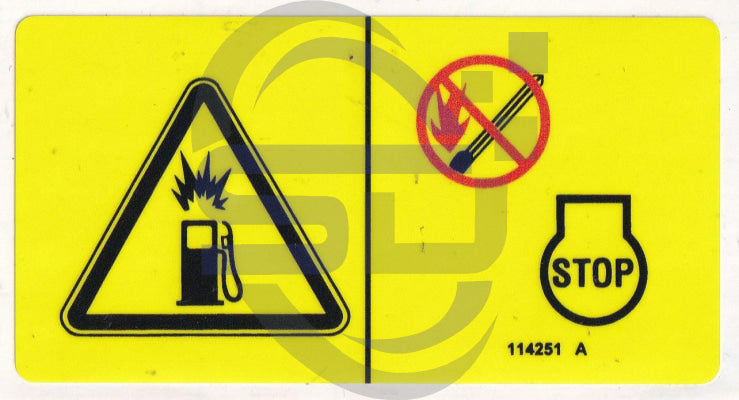 Genie Flamable Hazard decal, P/N 114251 - Safety Decals Ltd