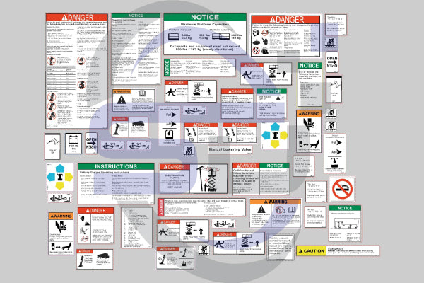 Genie GS2032, Words, Safety Decal Kit, SN 101-59999 - Safety Decals Ltd