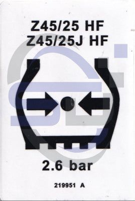 Genie Hiflot Tire Pressure decal, P/N 219951 - Safety Decals Ltd
