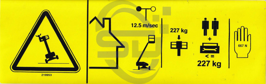 Genie Max Capacity decal, P/N 219953 - Safety Decals Ltd
