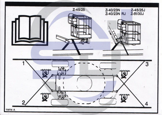 Genie Tie Down Points decal, P/N 114114 - Safety Decals Ltd