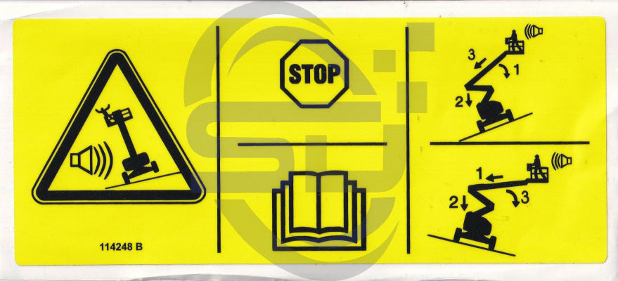 Genie Tip Hazard decal, P/N 114248 - Safety Decals Ltd