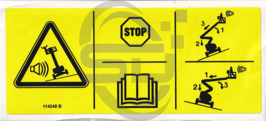 Genie Tip Hazard decal, P/N 114248 - Safety Decals Ltd
