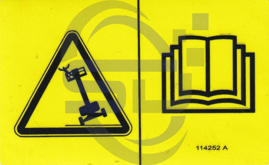 Genie Tip Over Hazard decal, P/N 114252 - Safety Decals Ltd