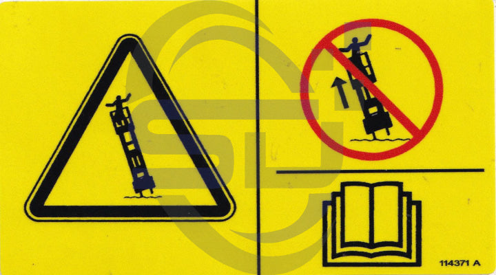 Genie Tipping Hazard decal, P/N 114371 - Safety Decals Ltd