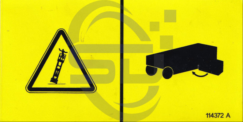 Genie Tipping Hazard decal, P/N 114372 - Safety Decals Ltd