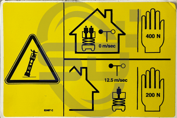 Genie Tipping Hazard decal, P/N 82497 - Safety Decals Ltd