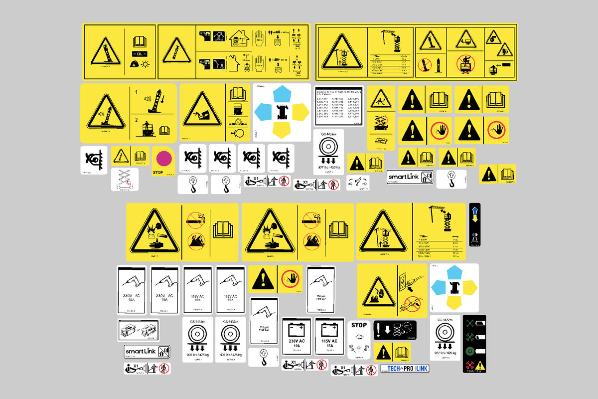 Genie GS1432M E-drive Safety Decal Kit, Sticker Kit