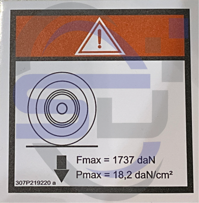 Haulotte Max Wheel Load decal, P/N 307P219220 - Safety Decals Ltd