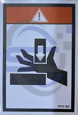 Haulotte Trapped Hand decal, P/N 7814362 - Safety Decals Ltd