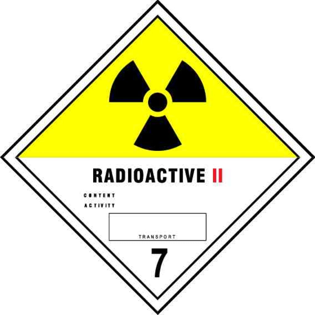 Hazardous substance diamond 2218- Radioactive class 7 category II - Safety Decals Ltd