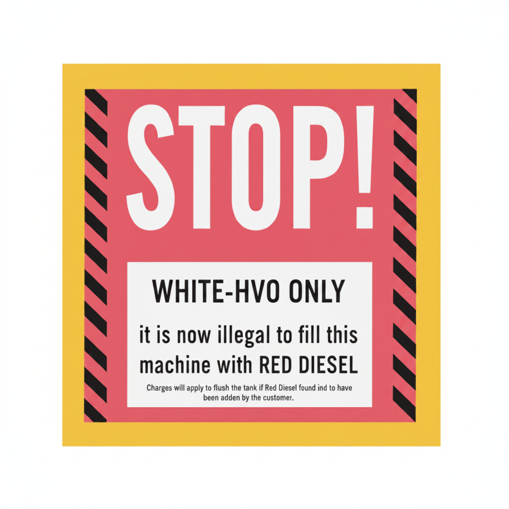 STOP! White-HVO Only Safety Decal