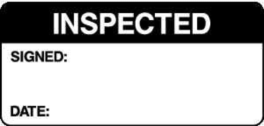 INSPECTED SIGNED: DATE: - Safety Decals Ltd