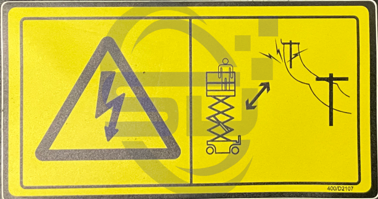 JCB Electricution Hazard decal, P/N 400/D2107 - Safety Decals Ltd