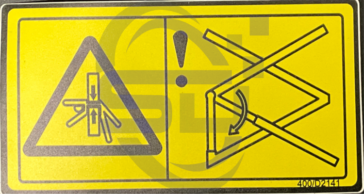 JCB Engage Safety Arm decal, P/N 400/D2141 - Safety Decals Ltd