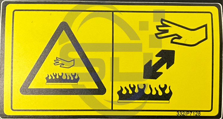JCB Hot Surface Keep Away decal, P/N 332/P7128 - Safety Decals Ltd
