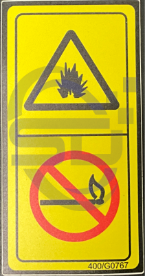 JCB Open Flame Warning decal, P/N 400/D0767 - Safety Decals Ltd