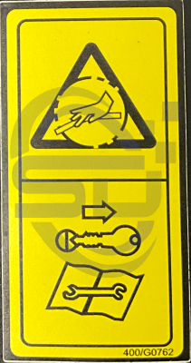 JCB Pressure Hazard Remove Key decal, P/N 400/G0762 - Safety Decals Ltd