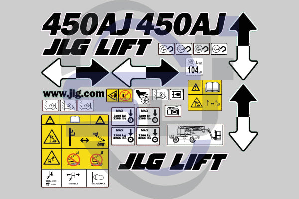 JLG 450AJ Safety Decal Kit | Boom Lift Stickers | Safety Decals Ltd