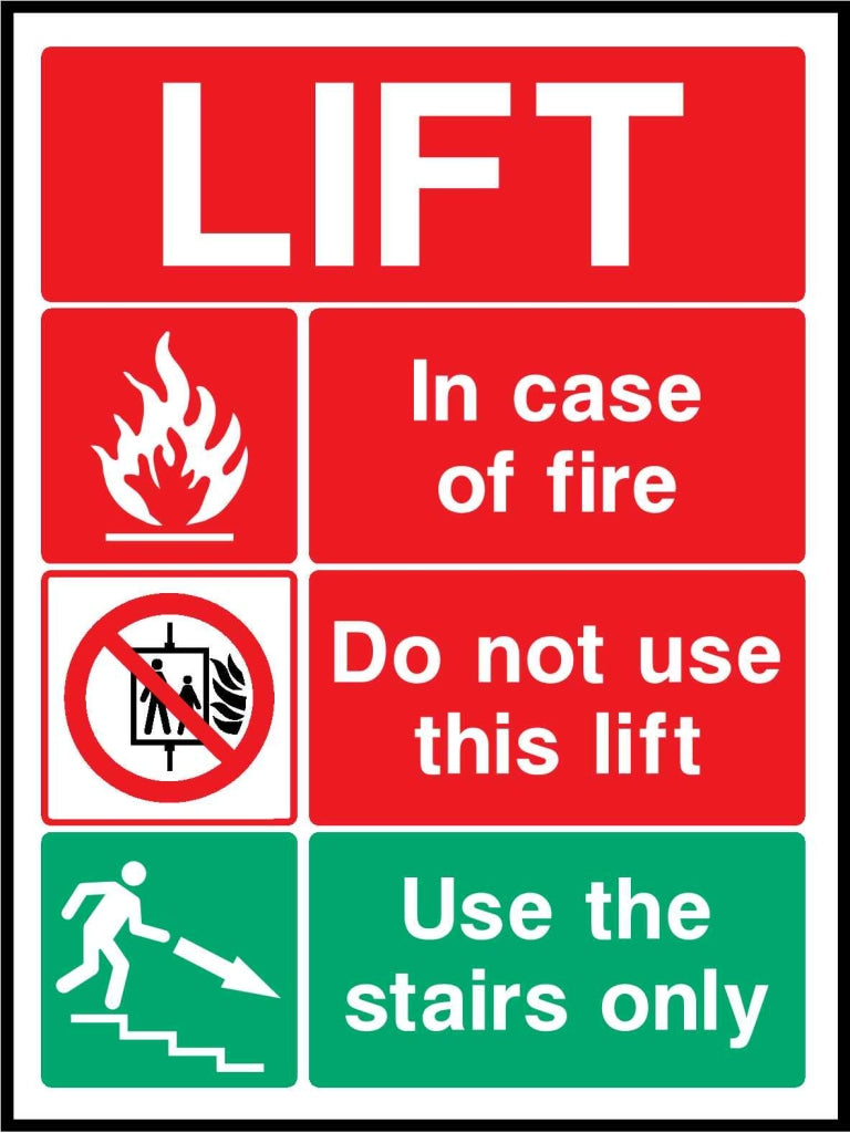 LIFT In case of fire Do not use this lift - Safety Decals Ltd