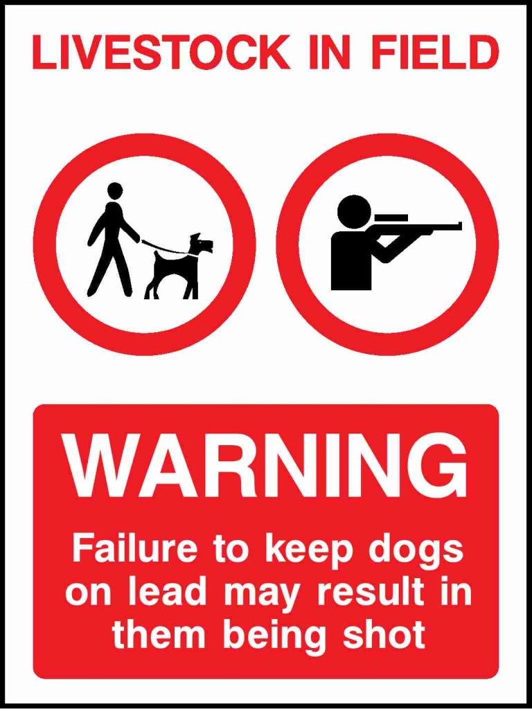 Livestock In Field Warning Sign. - Safety Decals Ltd
