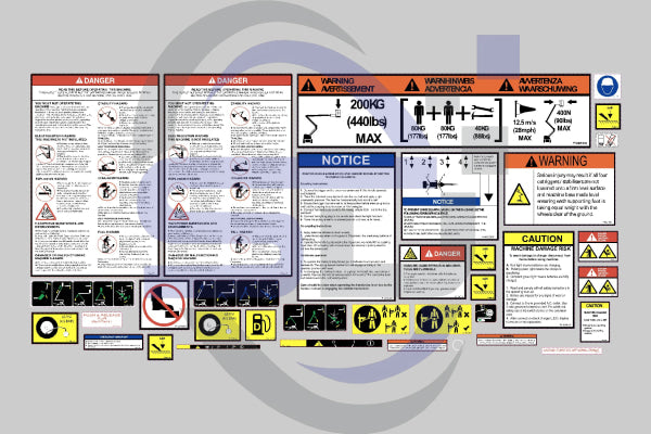 Niftylift 120T/Tpe Safety Decal Sticker Kit 120 T/Tpe