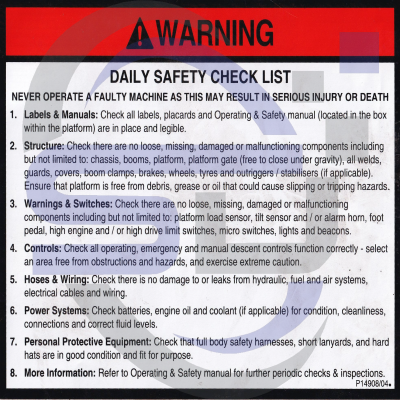 NiftyLift Single Decal P14908/04 - Safety Decals Ltd
