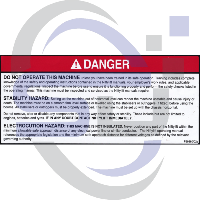 NiftyLift Single Decal P29380/02 - Safety Decals Ltd