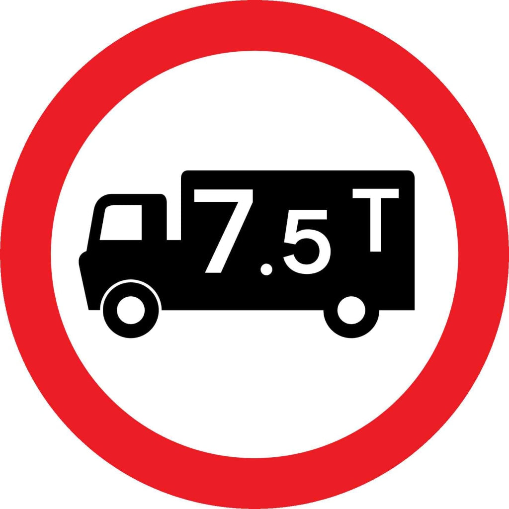 No goods vehicles over maximum gross weight shown in tonnes - Safety Decals Ltd
