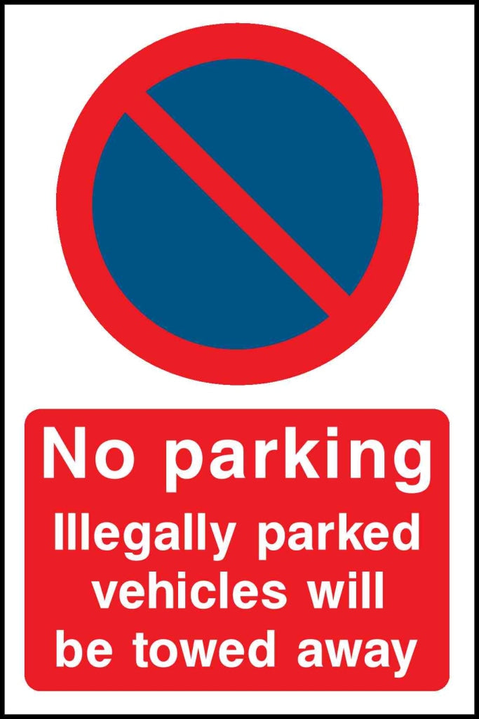 No parking Illegally parked vehicles will be towed away - Safety Decals Ltd