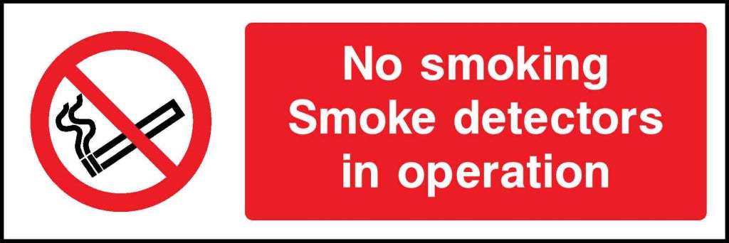 No smoking Smoke detectors in operation - Safety Decals Ltd
