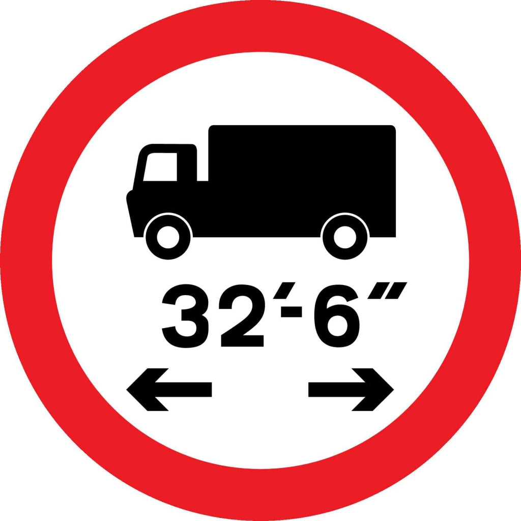 No vehicles or combinations of vehicles over maximum length shown - Safety Decals Ltd