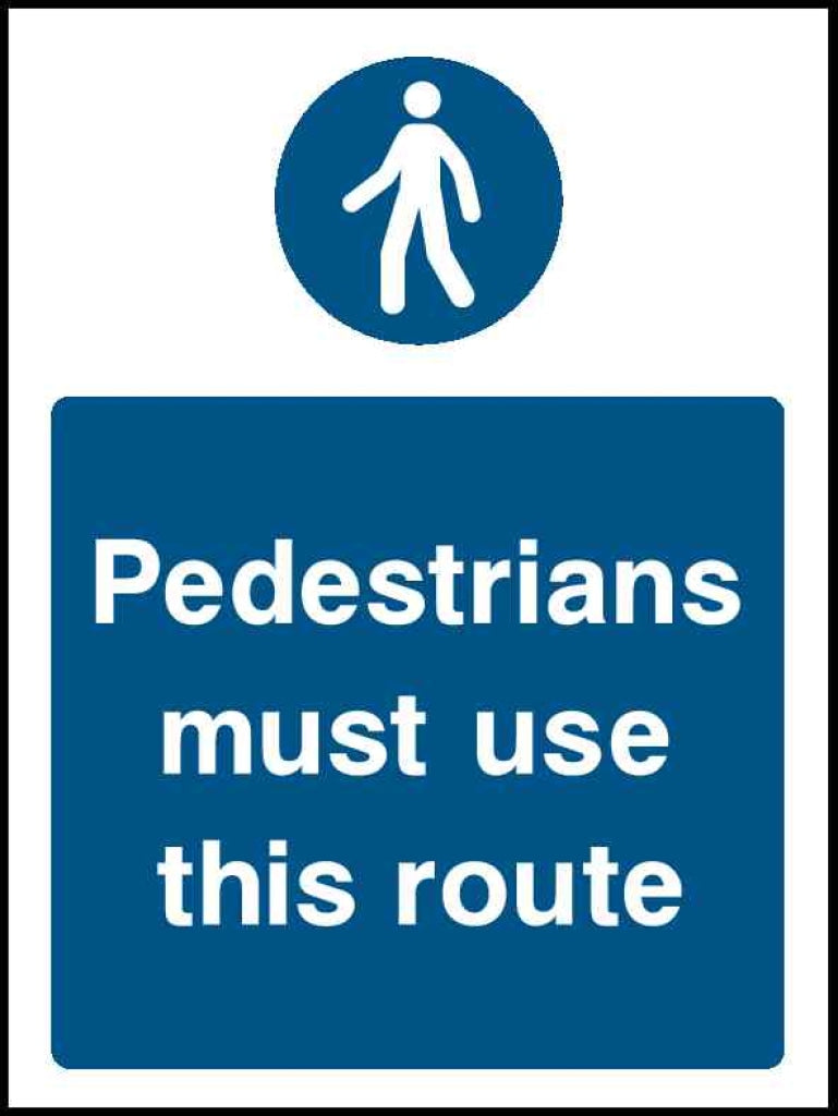 Pedestrians must use this route - Safety Decals Ltd