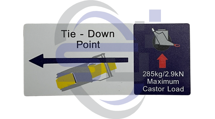 Power Tower, 285kg maximum castor load Single Decal, SAF1037 - Safety Decals Ltd