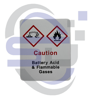 Power Tower, Battery acid and flammable gases Single Decal, SAF1025 - Safety Decals Ltd