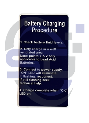 Power Tower, Battery Charge Procedure, Single Decal, SAF1074 - Safety Decals Ltd
