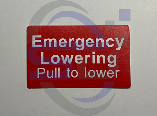 Power Tower, Emergency lowering pull to lower Single Decal, SAF1035 - Safety Decals Ltd