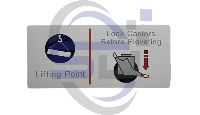 Power Tower, Lock castors before elevating Single Decal, SAF1028 - Safety Decals Ltd