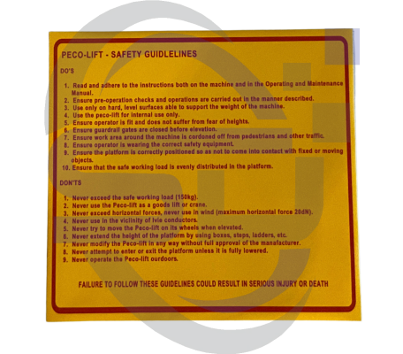 Power Tower, Safety Guidlines, Single Decal, SAF1069 - Safety Decals Ltd