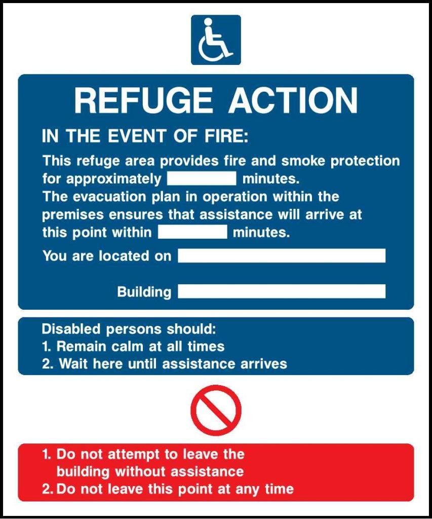 Fire Action - Refuge Action in case of fire - Safety Decals Ltd