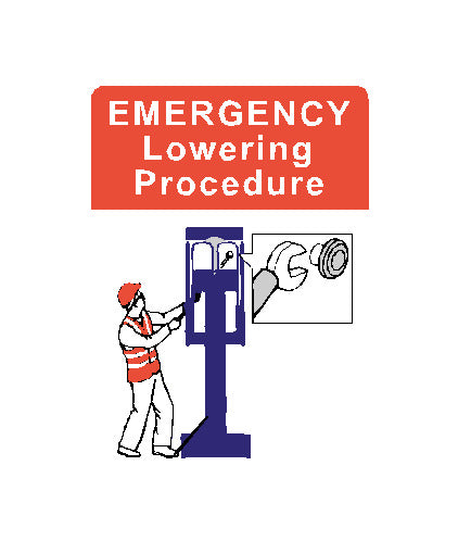 Power Tower, Emergency Lowering Procedure, Single Decal, SAF1093