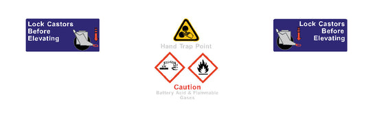 Power Tower, Lock castors before elevating, Single Decal, SAF1094