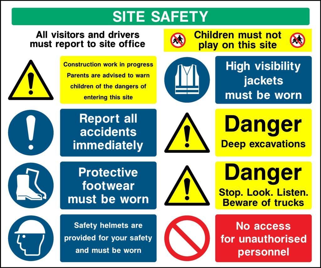 site safety all visitors and drivers must report to site office - Safety Decals Ltd