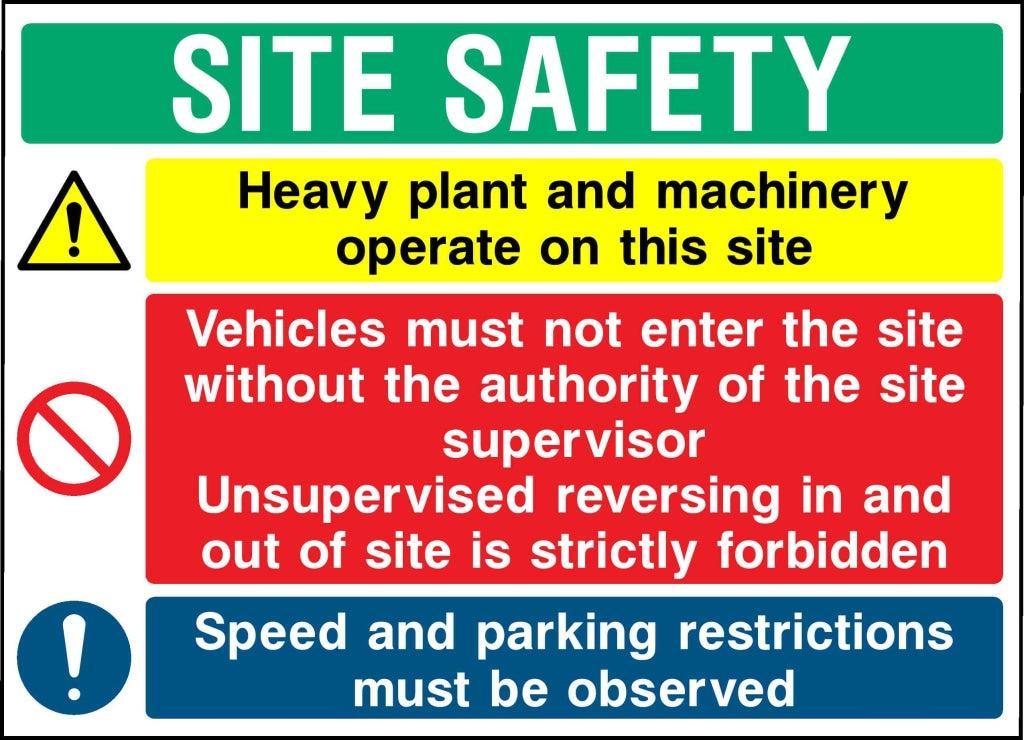site safety heavy plant and machinery operate on this site - Safety Decals Ltd