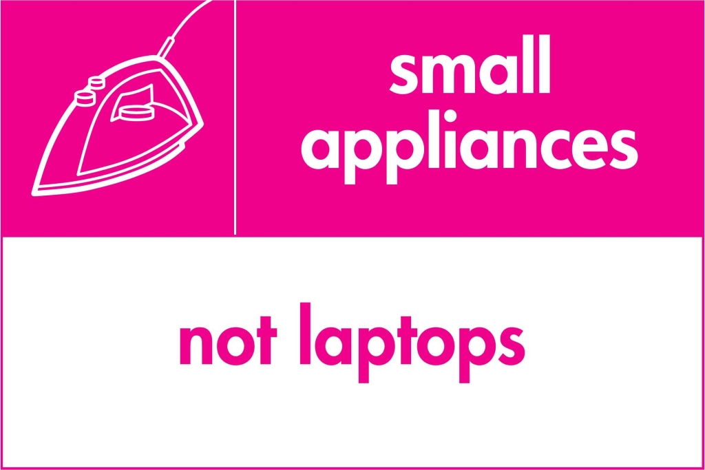 small appliances not laptops - Safety Decals Ltd